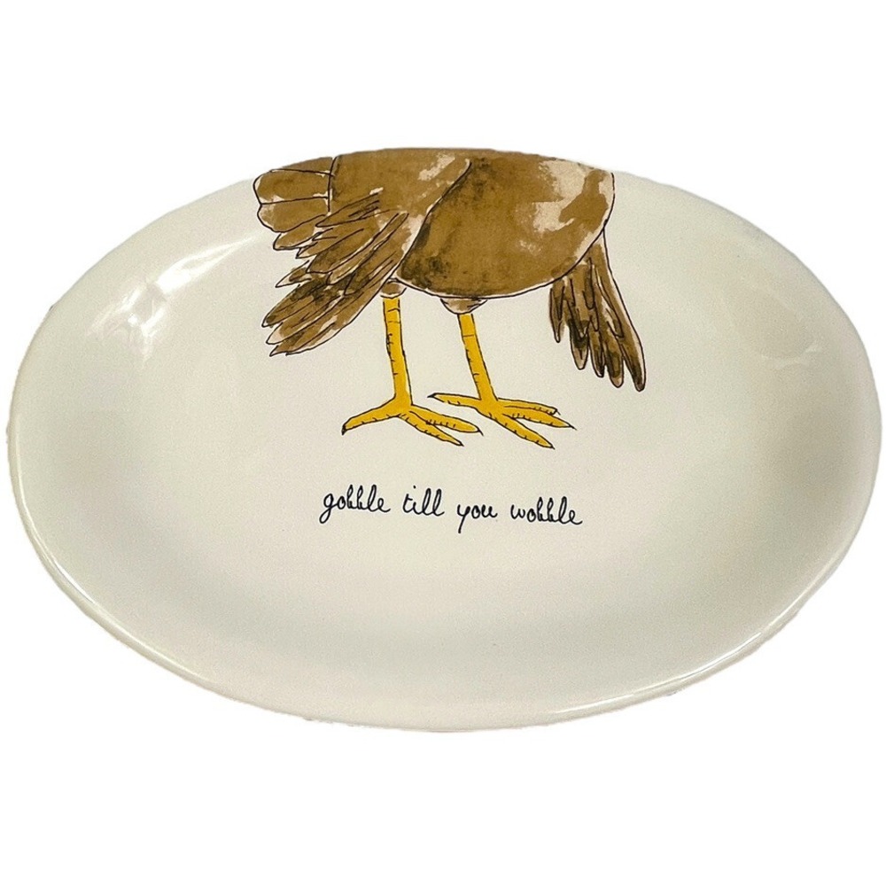 Rae Dunn Artisan By Magenta "gobble till you wobble" Oval Plate Dessert Dish New